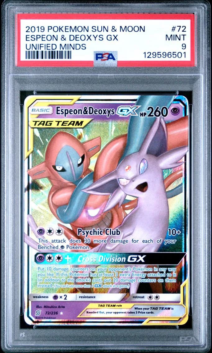 Espeon & Deoxys GX, Sun & Moon Unified Minds, PSA 9