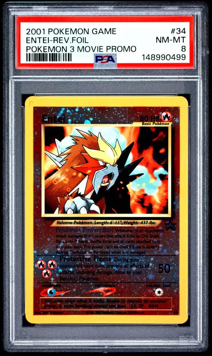 Entei-Reverse Foil, Game Movie, PSA 8