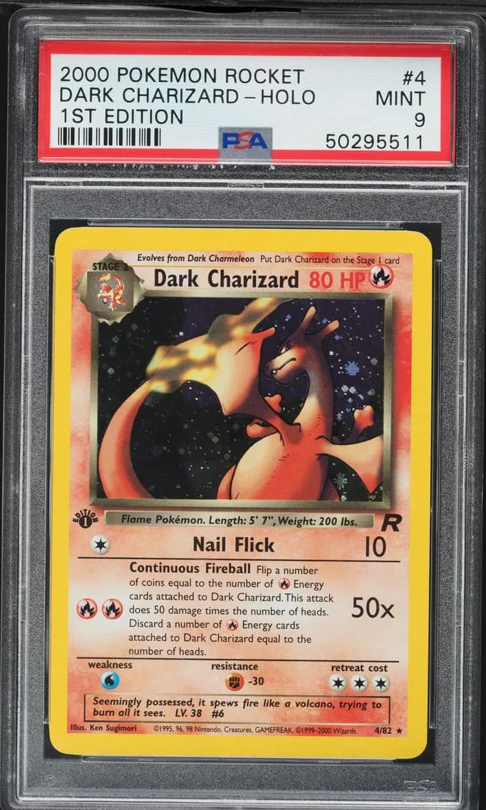 Dark Charizard-Holo 1st Edition, Rocket, PSA 9