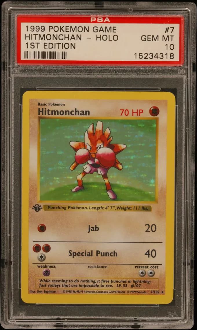 Hitmonchan-Holo 1st Edition, Game, PSA 10