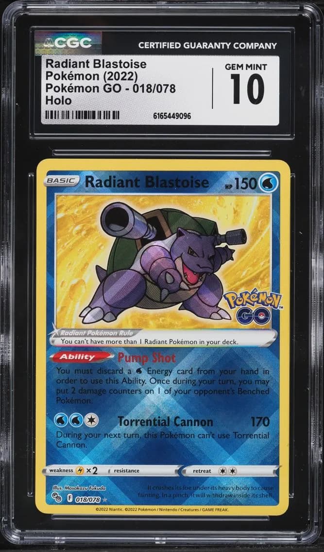 Radiant Blastoise, Pokémon GO, CGC 10