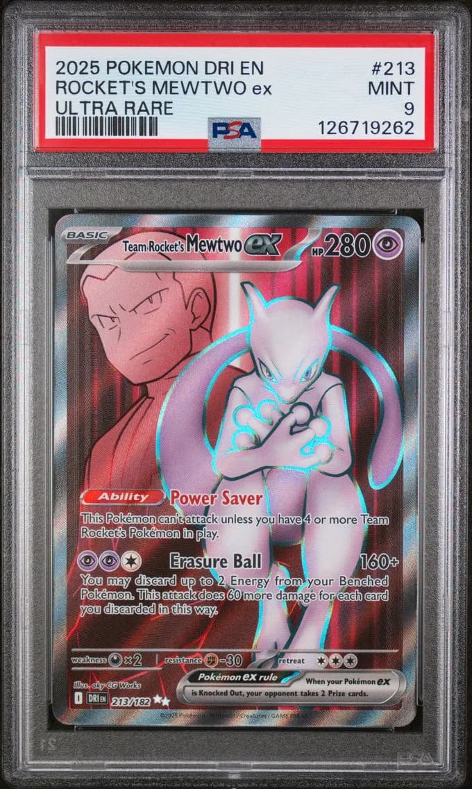 Team Rocket's Mewtwo EX, Destined Rivals, PSA 9