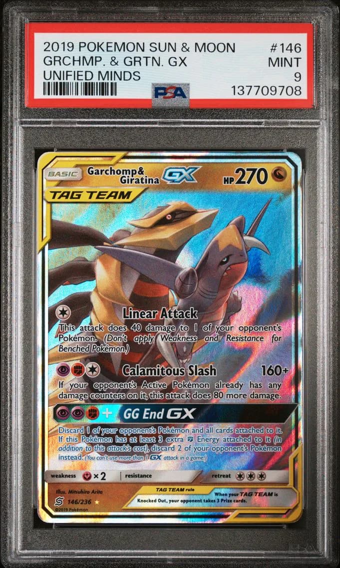 Garchomp & Giratina GX, Sun & Moon Unified Minds, PSA 9