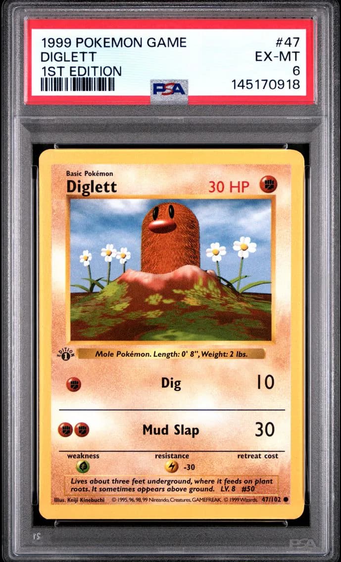 Diglett 1st Edition, Game, PSA 6