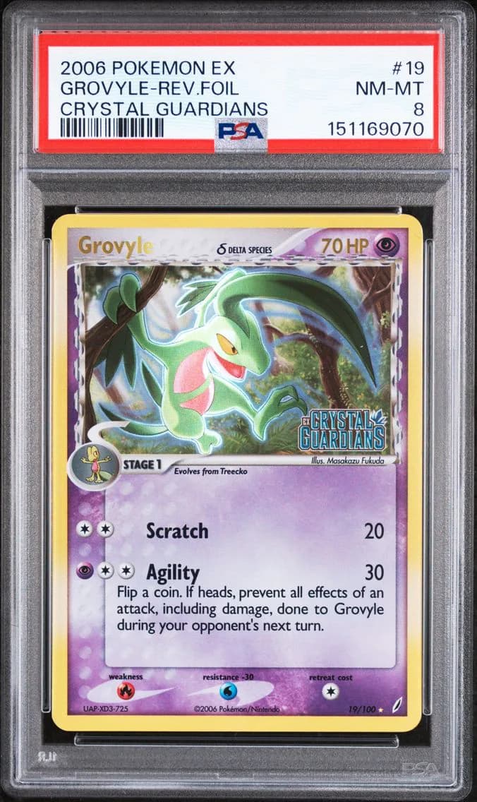 Grovyle-Reverse Foil, EX Crystal Guardians, PSA 8
