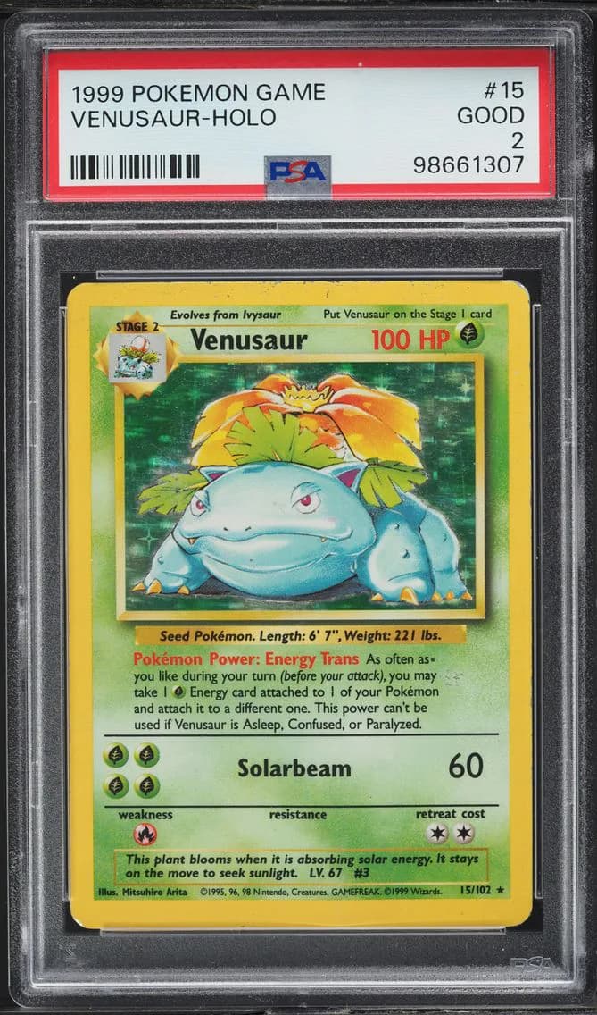 Base Set Holo Venusaur, Game, PSA 2
