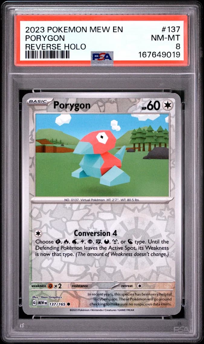 Porygon Reverse Holo, 151, PSA 8