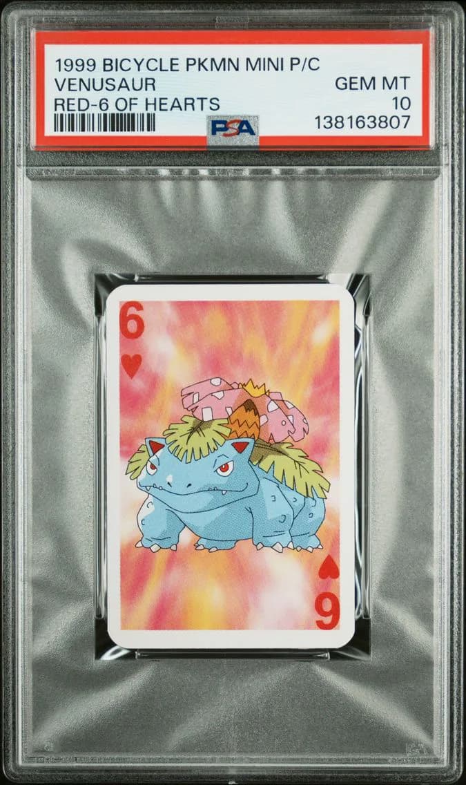 Venusaur, Bicycle Pokemon Mini Playing Cards Red Deck, PSA 10