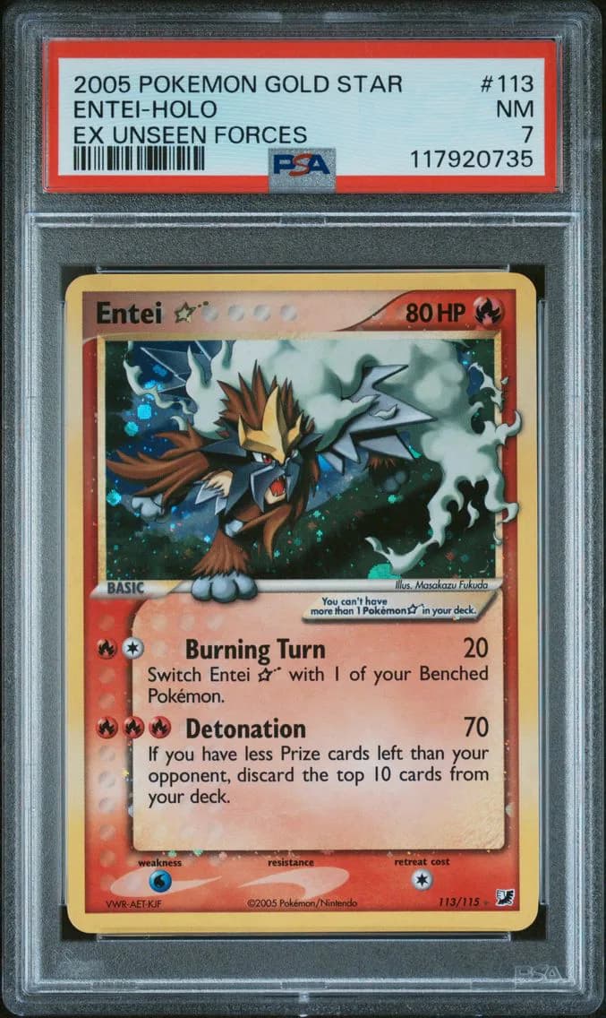 Entei-Holo, EX Unseen Forces, PSA 7