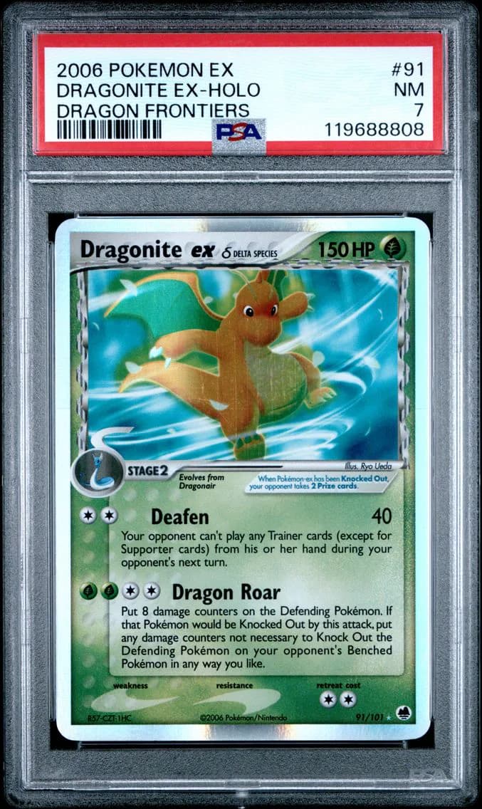 Dragonite EX-Holo, EX Dragon Frontiers, PSA 7