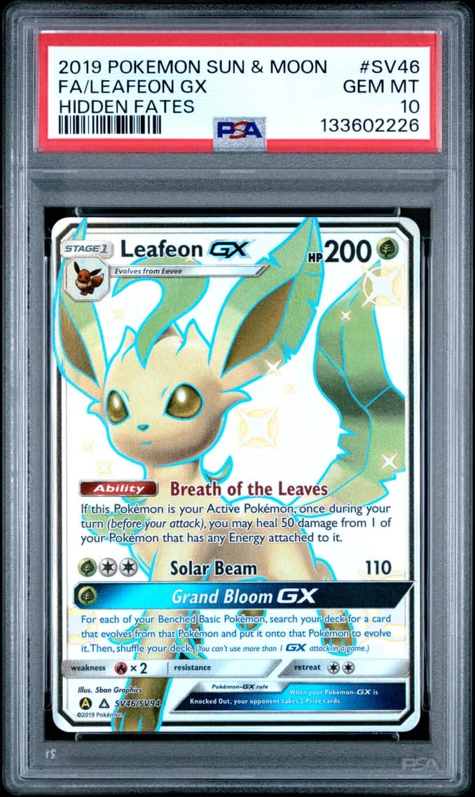 Leafeon GX, Sun & Moon Hidden Fates, PSA 10