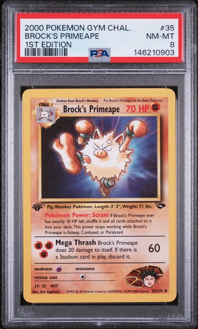 Brock's Primeape 1st Edition, Gym Challenge, PSA 8