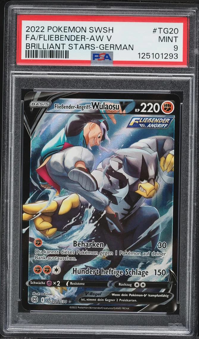 Fliebender-Angriff-Wulaosu V, Sword & Shield Brilliant Stars, PSA 9