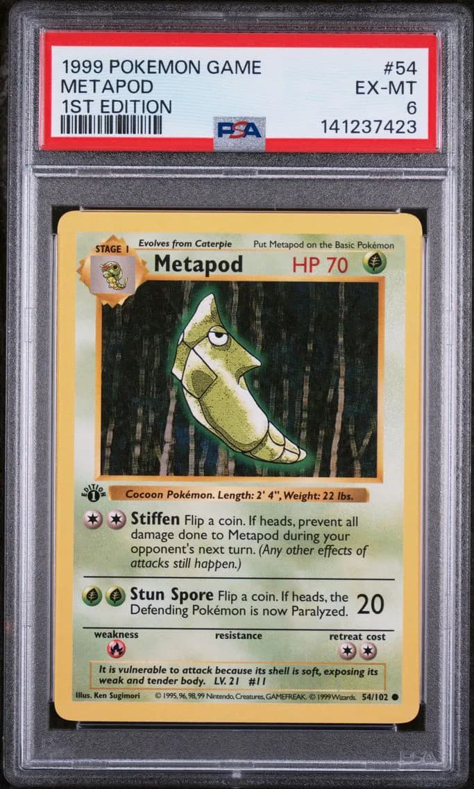 Metapod 1st Edition, Game, PSA 6