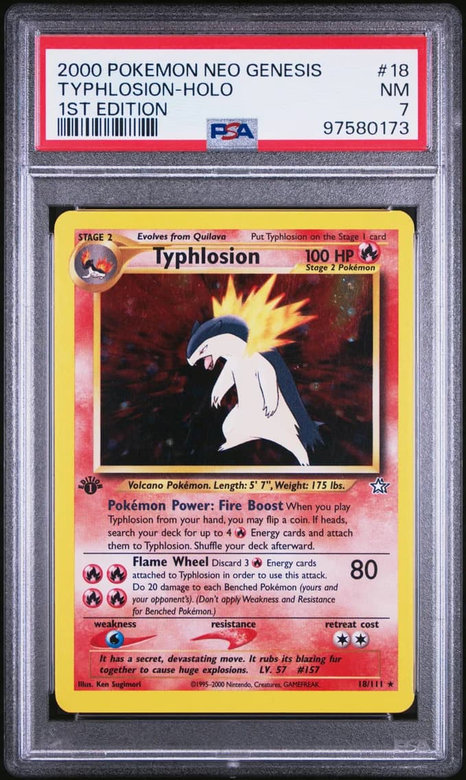 Typhlosion-Holo, Neo Genesis 1st Edition, PSA 7