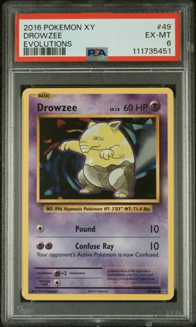 Drowzee, XY Evolutions, PSA 6