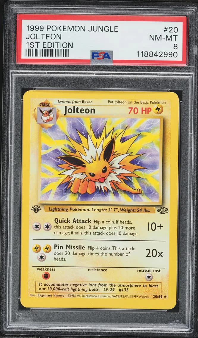 Jolteon 1st Edition, Jungle, PSA 8