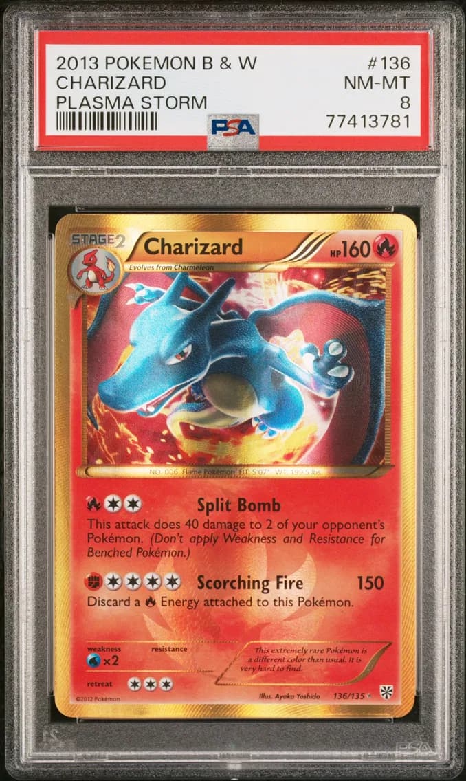 Charizard, Black & White Plasma Storm, PSA 8