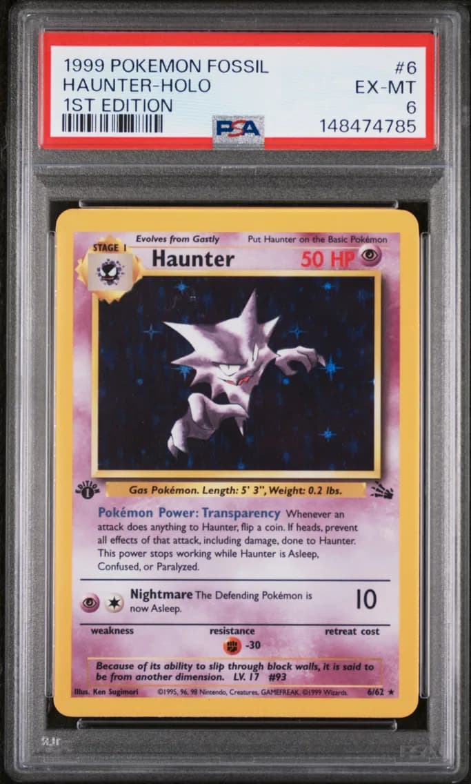 Haunter-Holo 1st Edition, Fossil, PSA 6