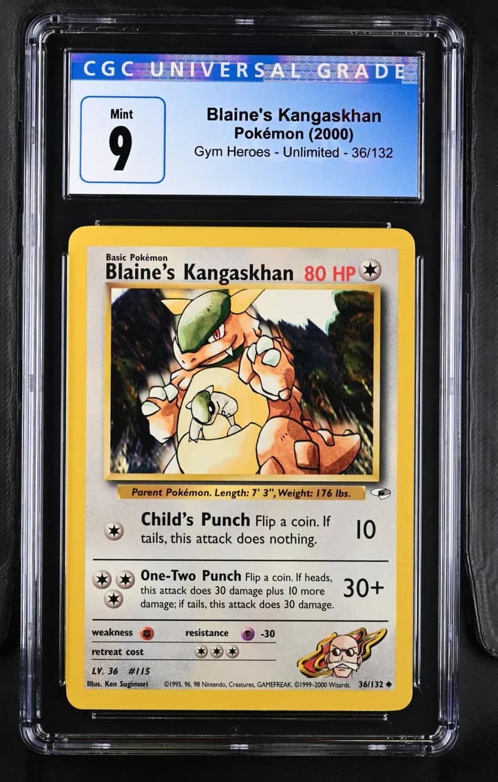 Blaine's Kangaskhan, Gym Heroes - Unlimited, CGC 9