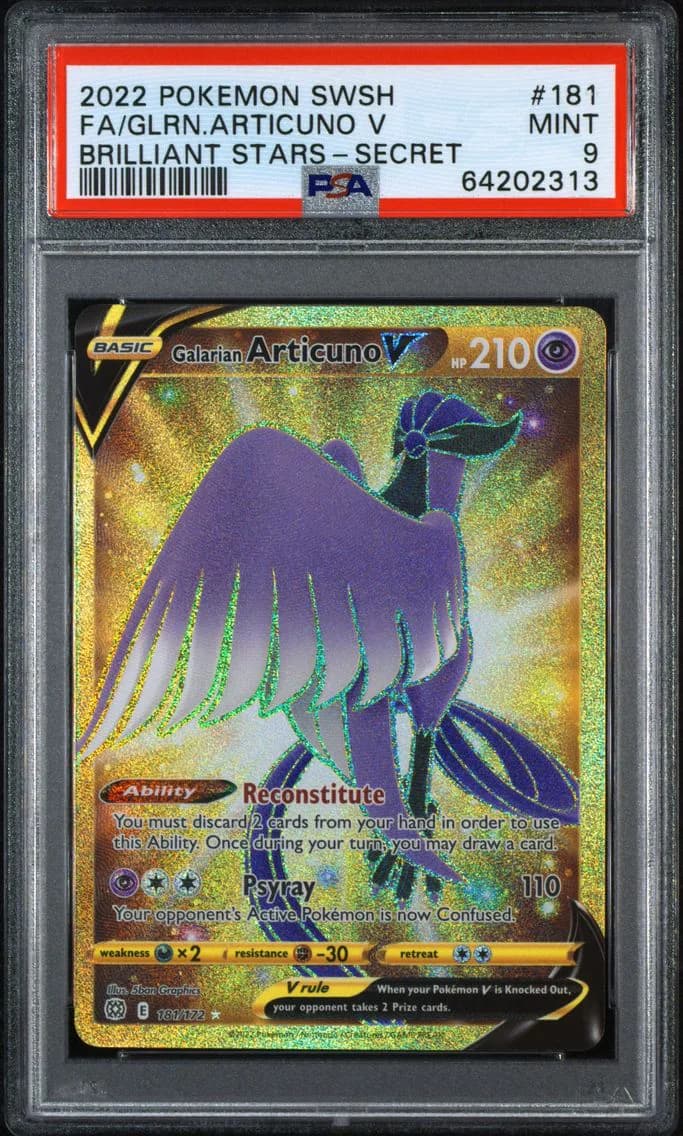 Galarian Articuno V, Sword & Shield Brilliant Stars, PSA 9