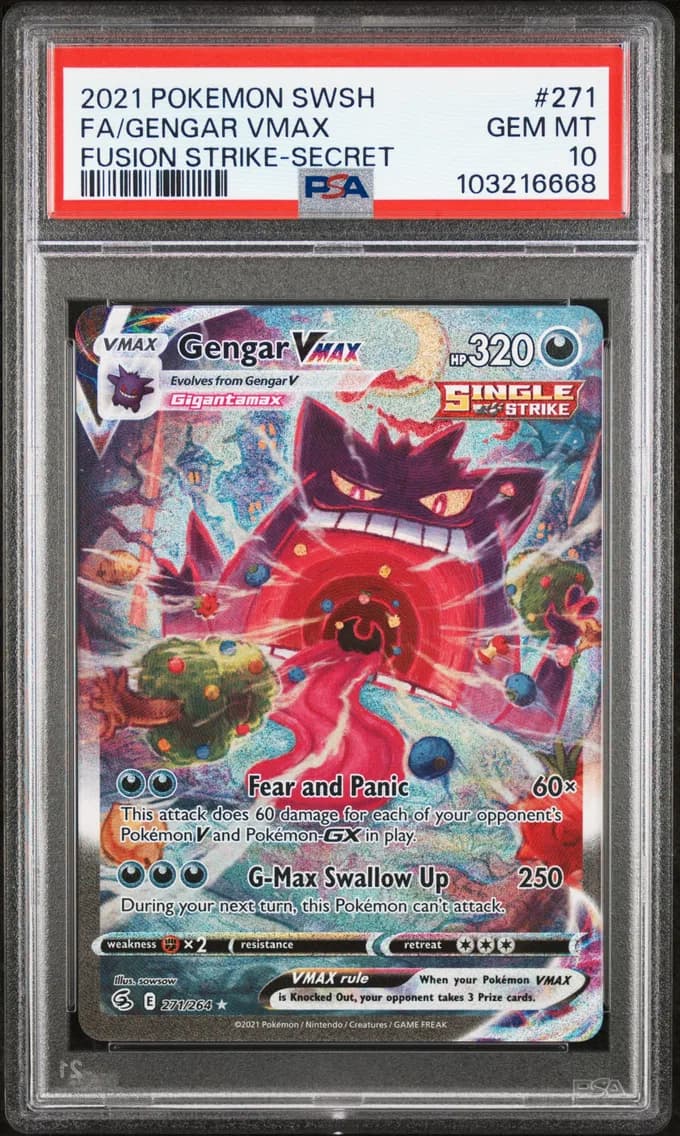 Gengar VMAX, Sword & Shield Fusion Strike, PSA 10