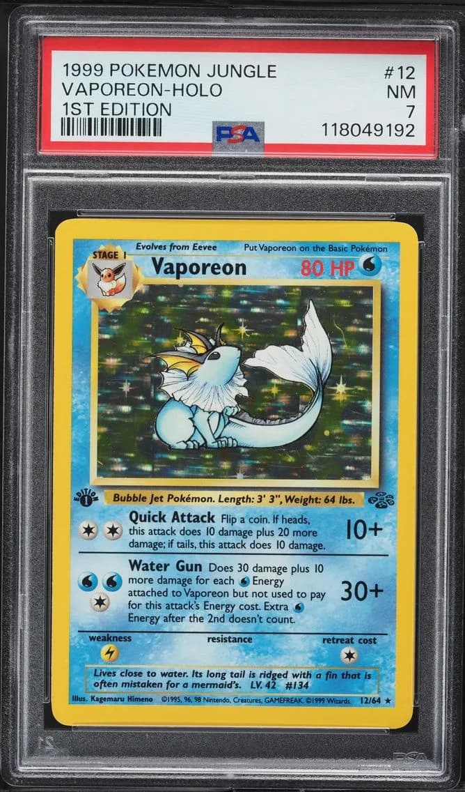 Vaporeon-Holo 1st Edition, Jungle, PSA 7