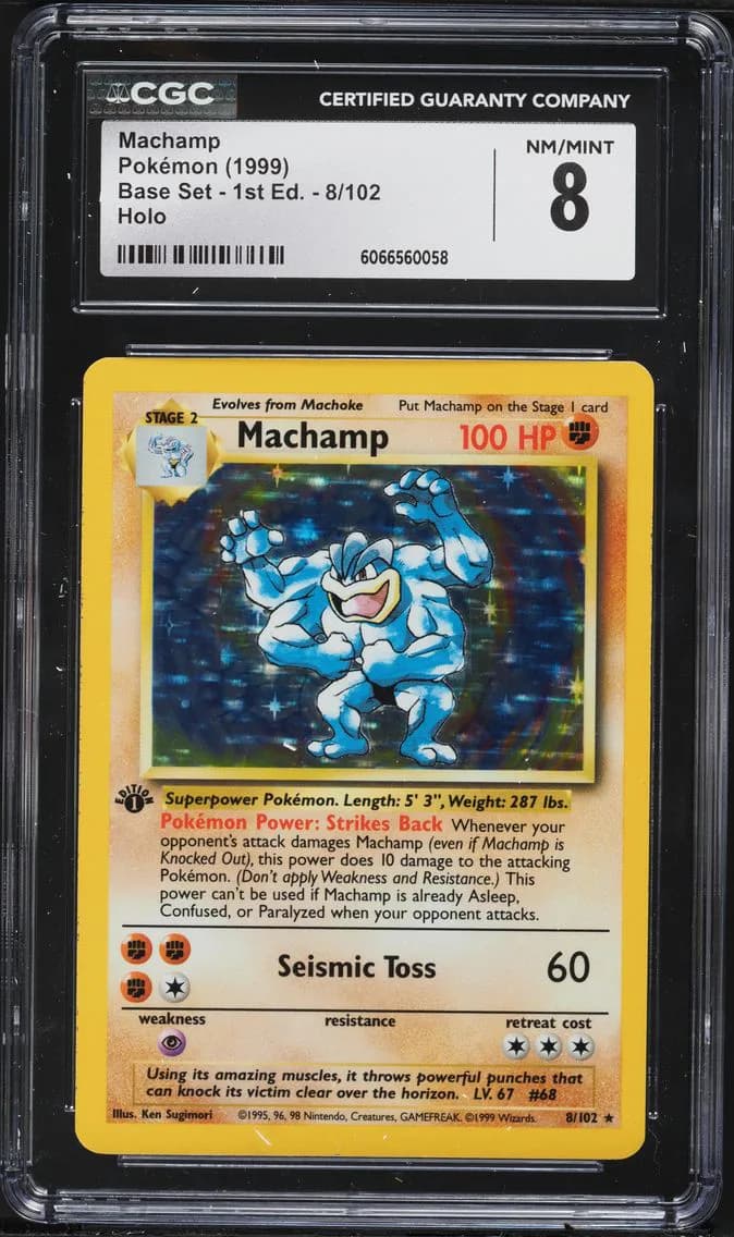 Machamp-Holo 1st Edition, Base Set - 1st Edition, CGC 8