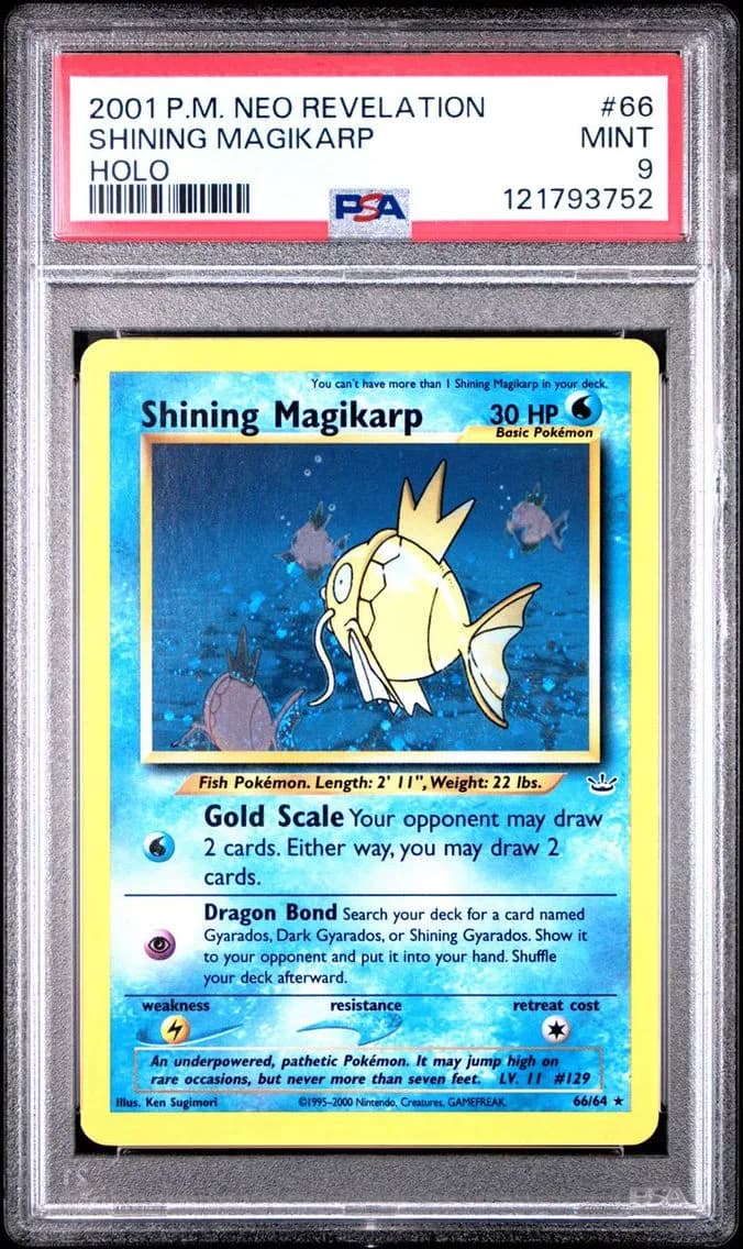 Shining Magikarp-Holo, Neo Revelation, PSA 9