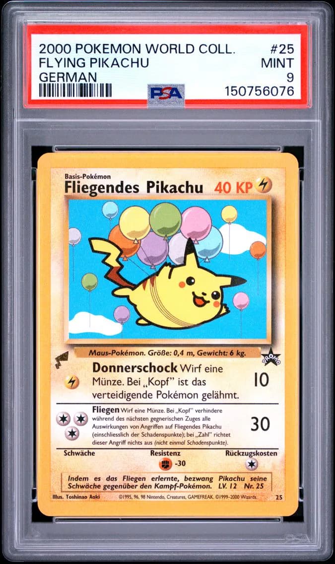 Flying Pikachu, Pikachu World Collection, PSA 9