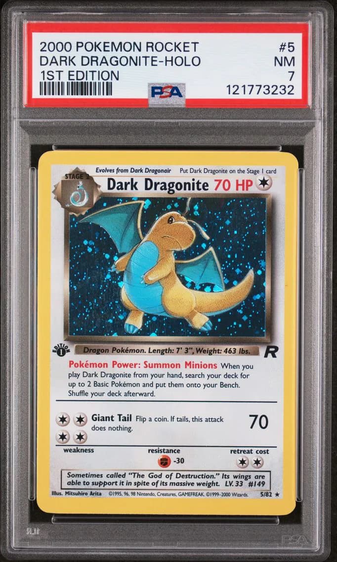 Dark Dragonite-Holo 1st Edition, Rocket, PSA 7