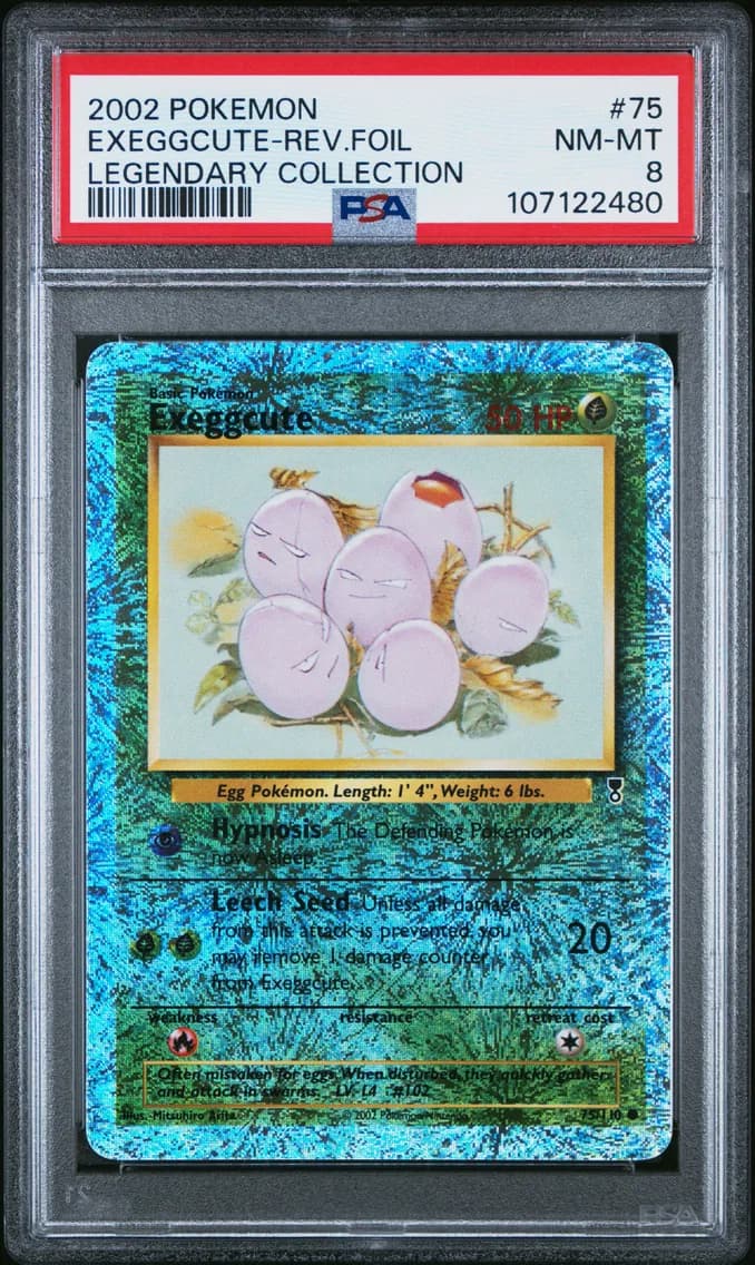 Exeggcute-Reverse Foil, Legendary Collection, PSA 8