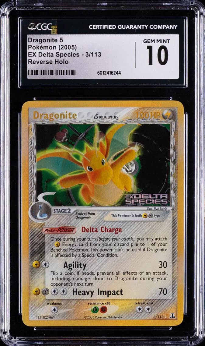 Dragonite HOLO R, EX Delta Species, CGC 10