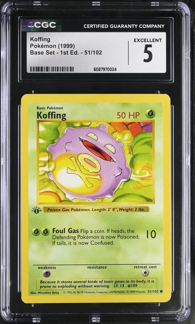 Koffing, Base Set - 1st Edition, CGC 5