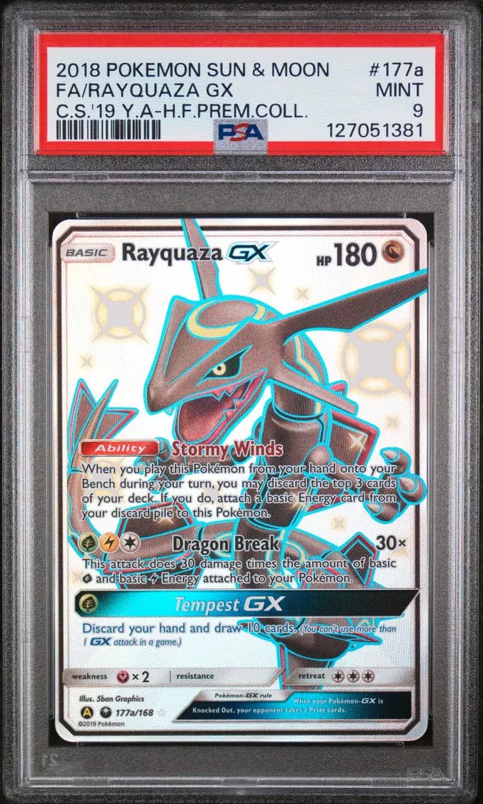Rayquaza GX, Sun & Moon Celestial Storm, PSA 9