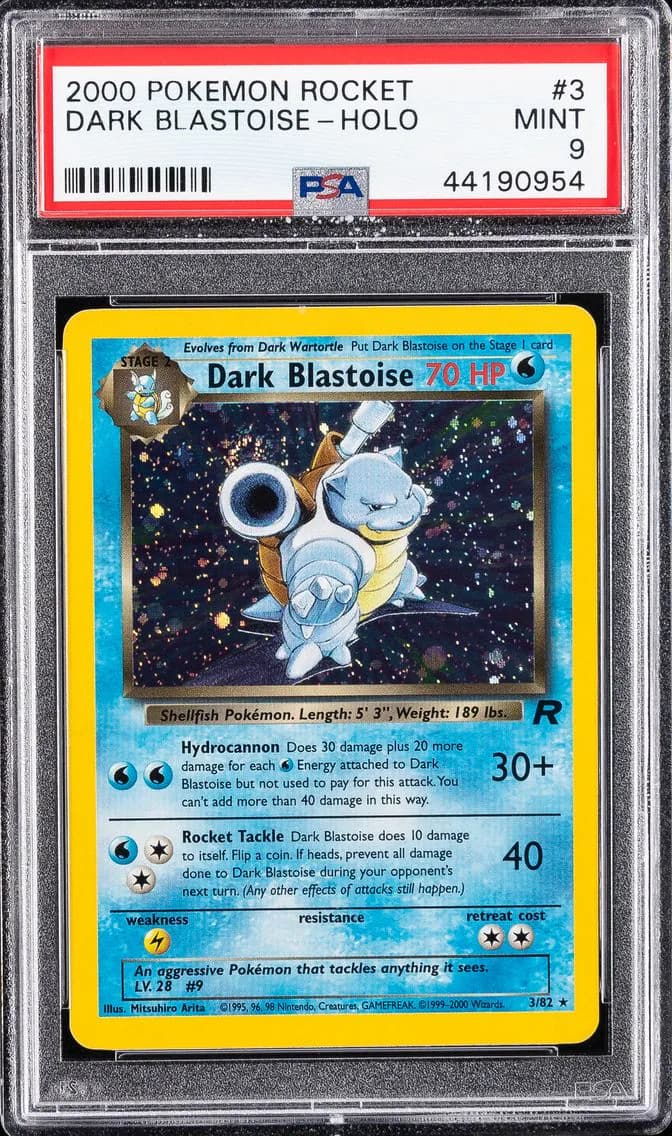 Dark Blastoise-Holo, Rocket, PSA 9