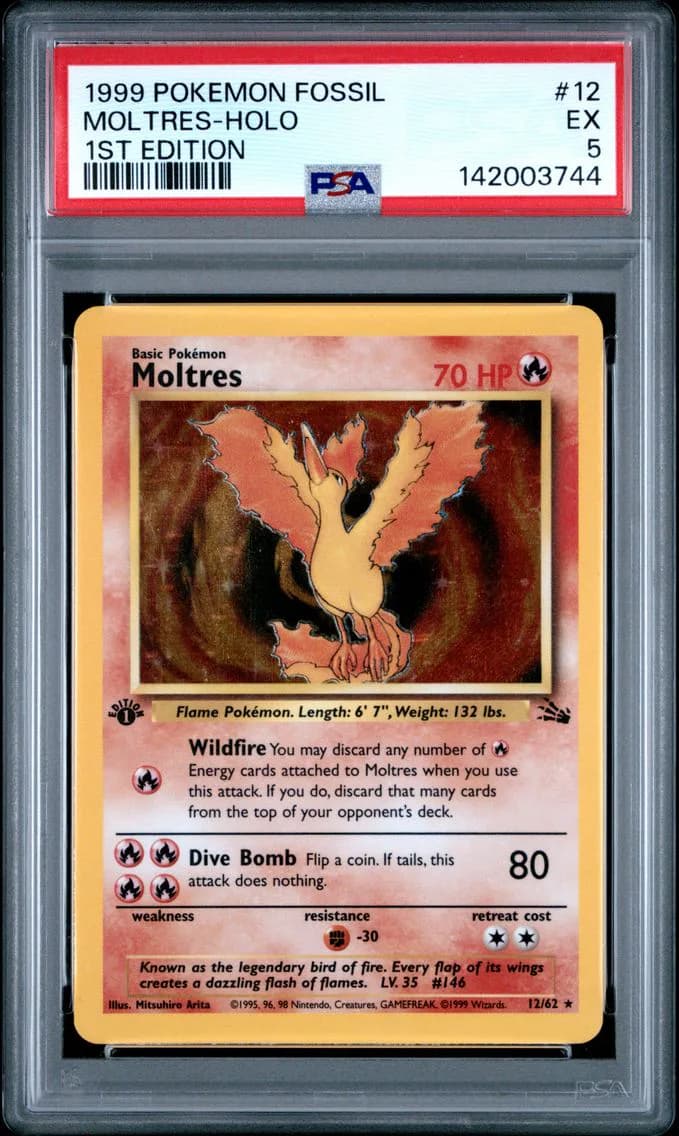 Moltres-Holo 1st Edition, Fossil, PSA 5