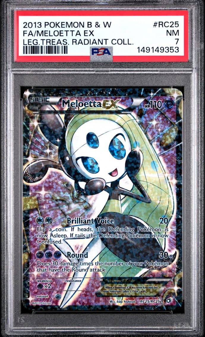 Meloetta EX, Black & White Legendary Treasures Radiant Collection, PSA 7