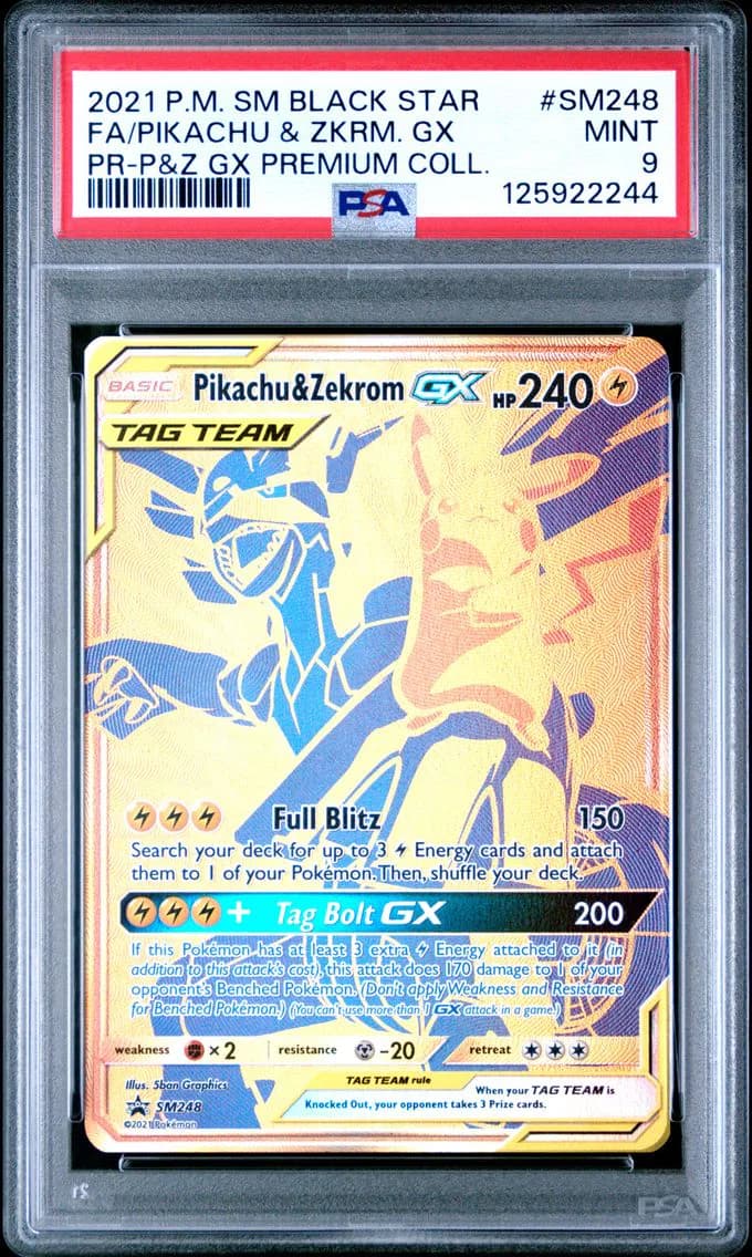 Pikachu & Zekrom GX, SM Black Star Promo, PSA 9