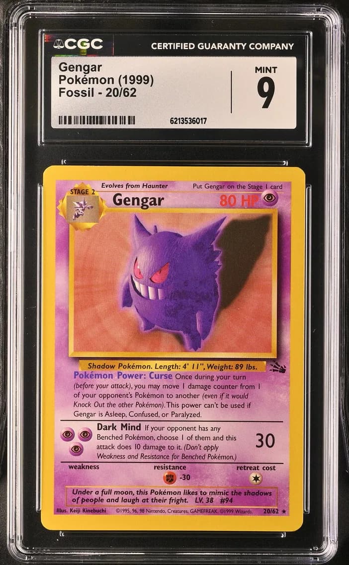 Gengar, Fossil - Unlimited, CGC 9