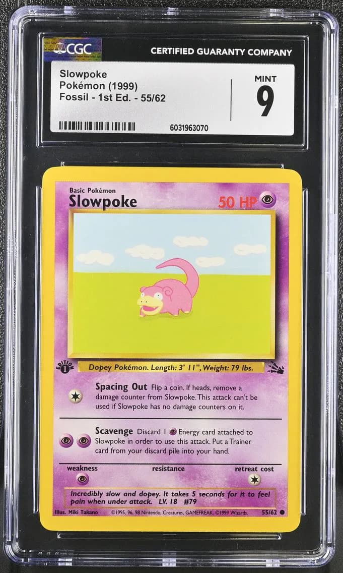 Slowpoke, Fossil - 1st Edition, CGC 9