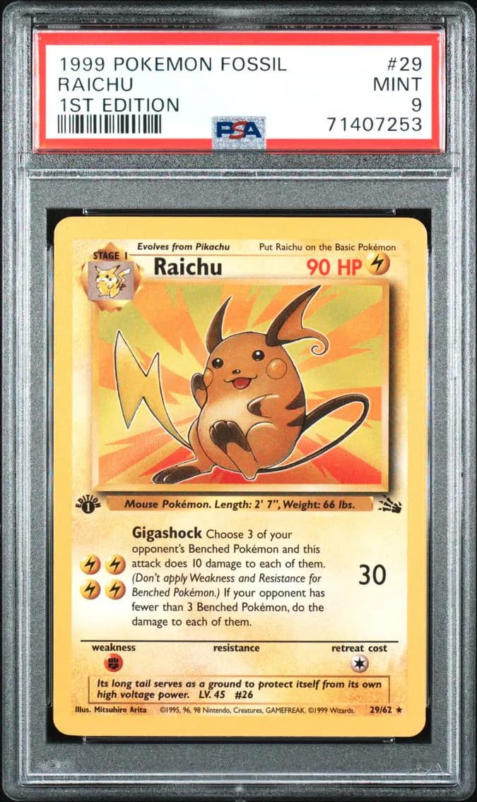 Raichu 1st Edition, Fossil, PSA 9