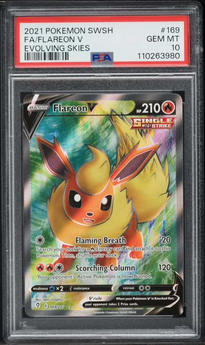 Flareon V, Sword & Shield Evolving Skies, PSA 10