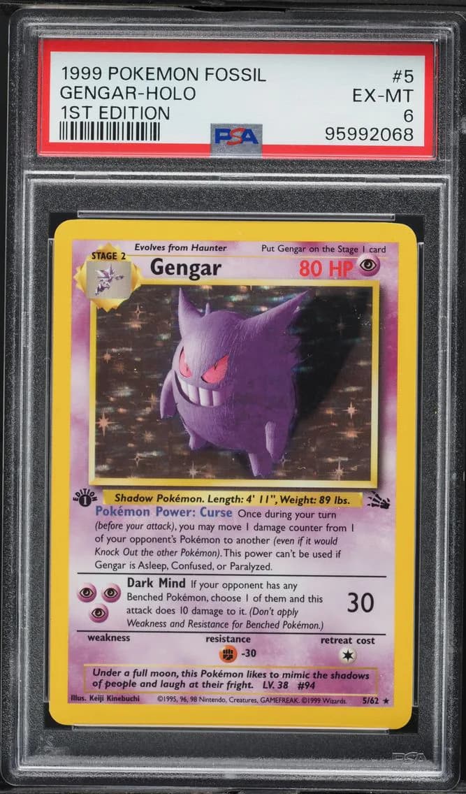 Gengar-Holo 1st Edition, Fossil, PSA 6