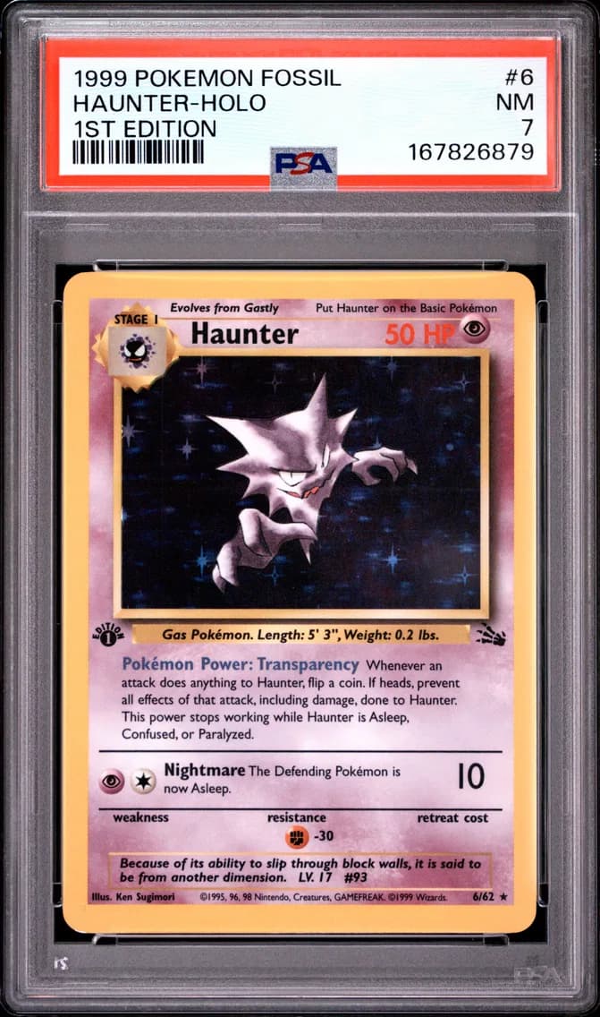 Haunter-Holo 1st Edition, Fossil, PSA 7