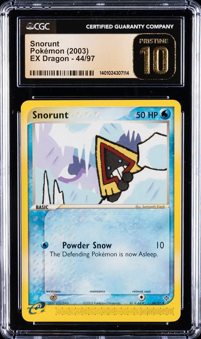 Snorunt, EX Dragon (2003 Copyright, w/ "e" Symbol), CGC 10