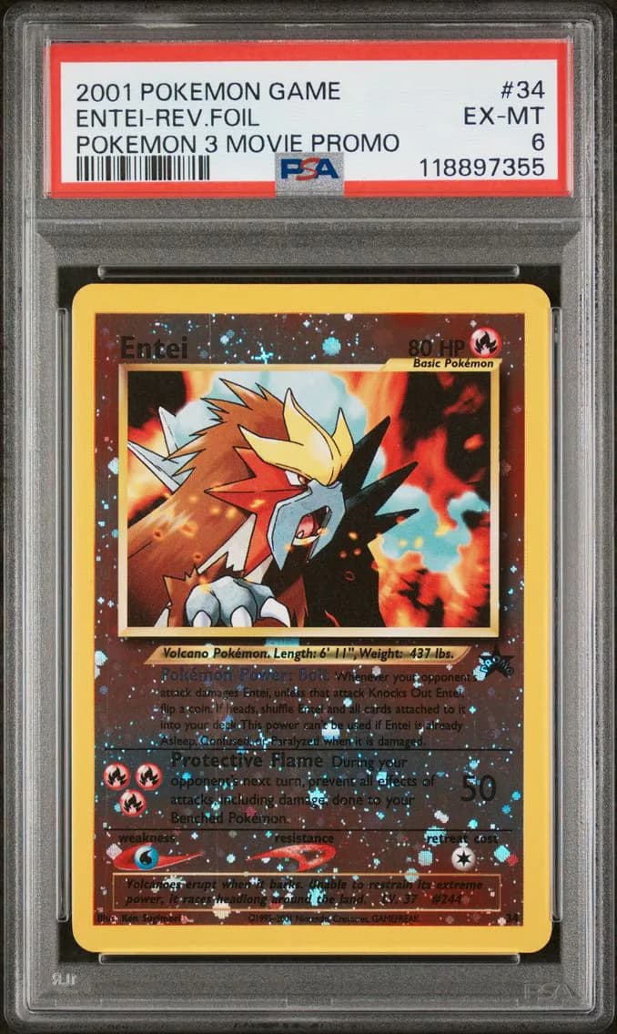 Entei-Reverse Foil, Game Movie, PSA 6