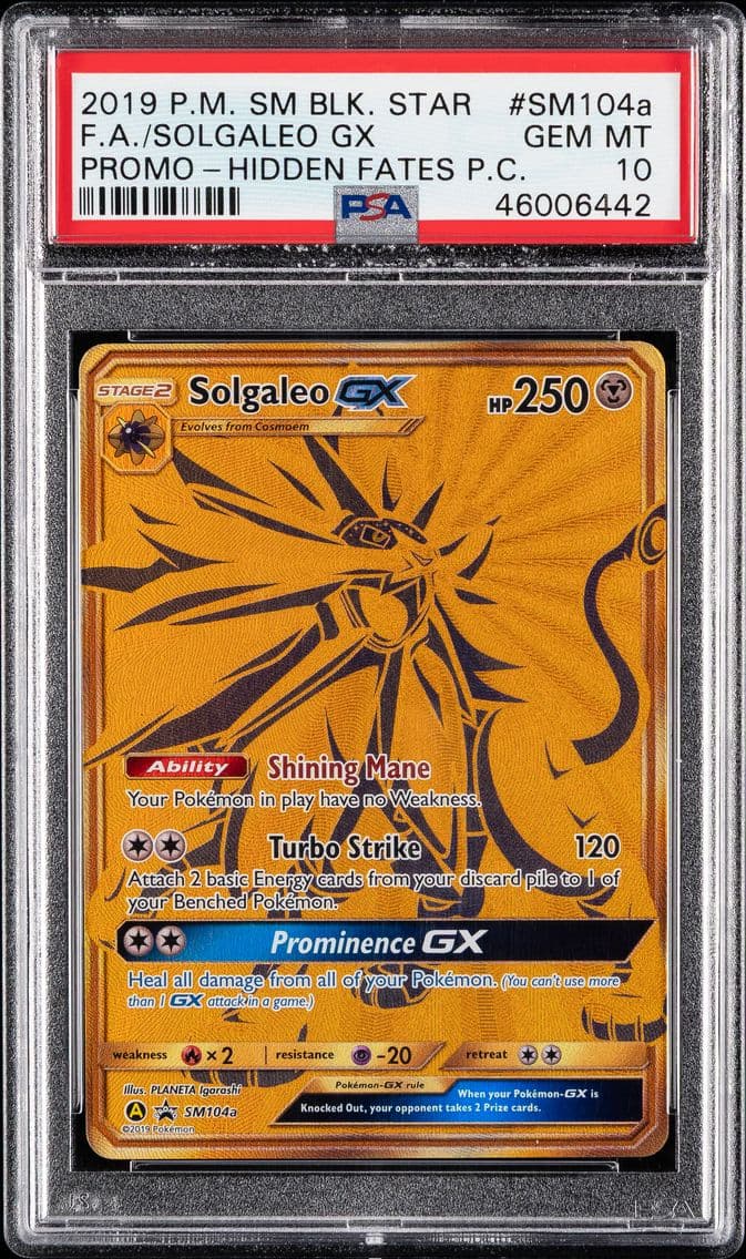 Solgaleo GX, SM Black Star Promo, PSA 10