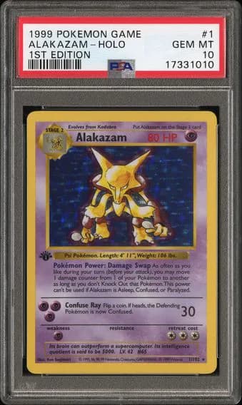 Alakazam-Holo 1st Edition, PSA 10