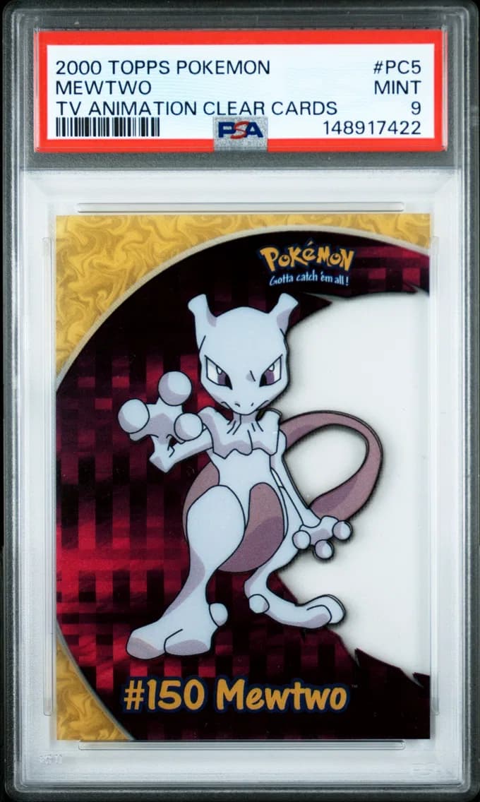 Mewtwo, Topps Pokemon TV Animation Clear Cards, PSA 9
